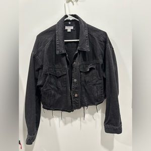 Cropped black jean jacket
